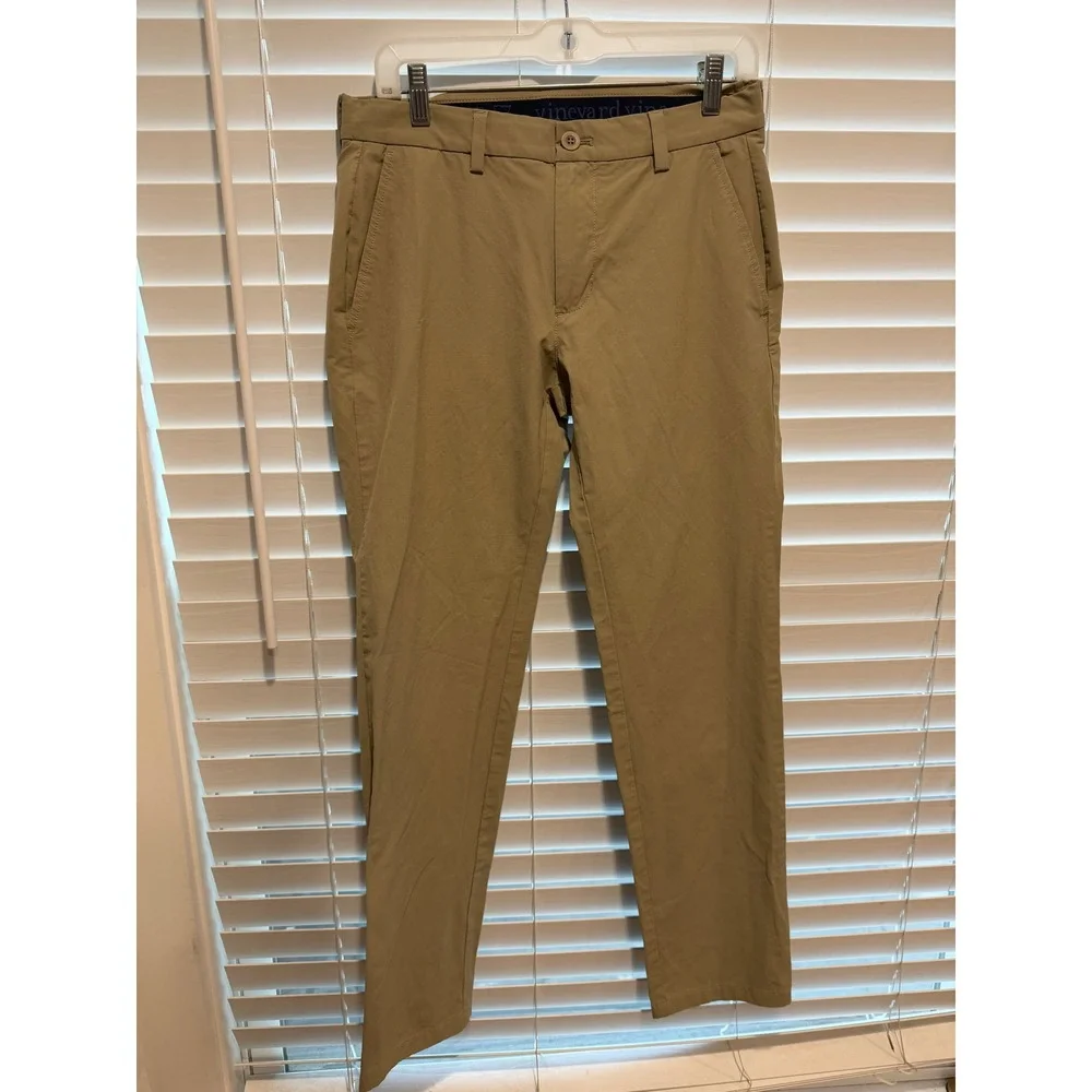 Vineyard Vines Performance On-The-Go‎ Chino Pants Mens 30x32 Khaki Tan Stretch